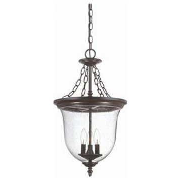 Belle Collection Hanging Lantern 3-Light Outdoor Architectural Bronze Light Fixt