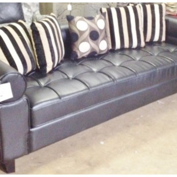 Armen Living Vasken Bonded Black Leather Sofa $595