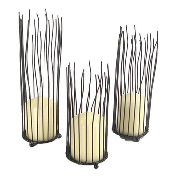 3-Piece Willow Iron Candleholder Set