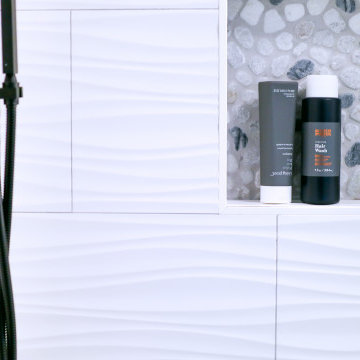 Shower Niche with River Rock Accent