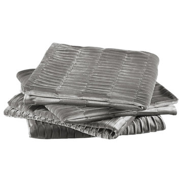 Pleated Velvet Pillow Covers, Set of 2, Silver, 26"x26"