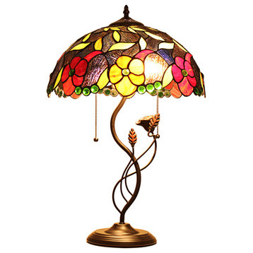 CHLOE Lighting MARIEBELLE Tiffany-Style Floral Stained Glass Table Lamp