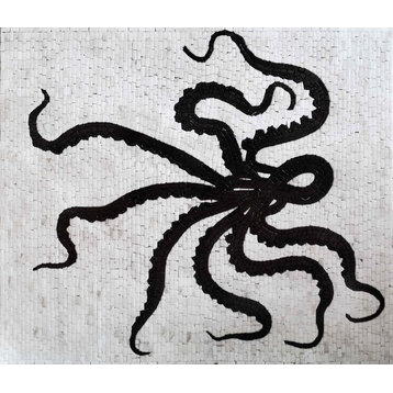 Black Octopus Marble Mosaic, 26"x31"
