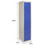 Storage Unit, Blue-Grey Finished Metal With 6-Door, Hanging Rail and Shelves