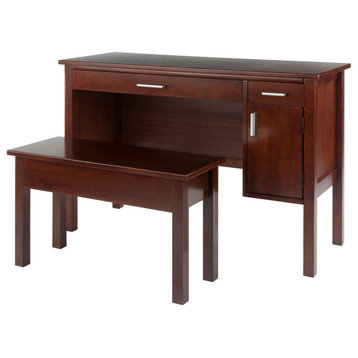 Emmett 2-Pc Desk Set w/ Bench, Walnut