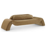 Meridian Furniture - Austin Upholstered Sofa, Saddle, Velvet, Sofa - Dare to be different with the Austin saddle velvet sofa. Its avant-garde design and luxurious velvet upholstery offer a truly unexpected seating experience. The sofa is a modern marvel that redefines comfort and style with its innovative design to create a truly unforgettable piece.