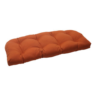 Pillow Perfect Indoor/Outdoor Cinnabar Wicker Loveseat Cushion Burnt Orange