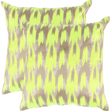 Boho Chic Pillow (Set of 2) - Neon Citris, Down Feather, 20"x20"