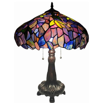 CHLOE Katie Tiffany-style 2 Light Wisteria Table Lamp 16" Shade