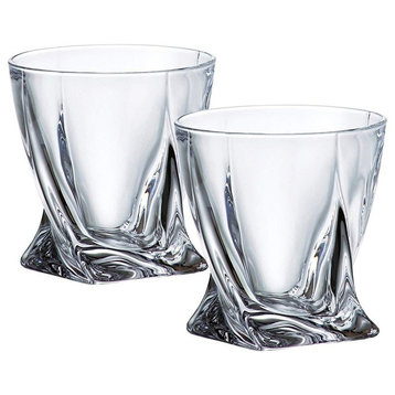Diamond DOF 10 Oz Whisky Glasses, Old-Fashioned Liquor Glassware, Set of 2