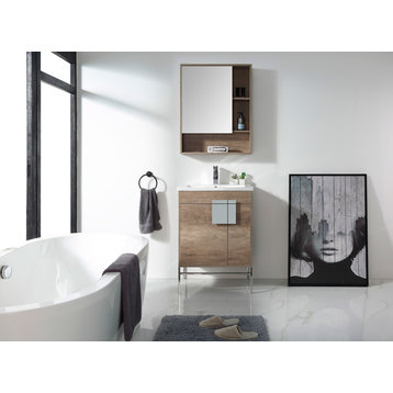 Modern Gray Bathroom Vanity Set, Chrome Hardware, Vireous China Sink Top
