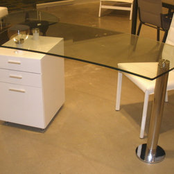 Sorrento Executive Desk | White High Gloss - Desks And Hutches