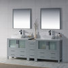 Sydney 84" Double Vanity Set With Vessel Sinks and Mirrors, Metal Gray