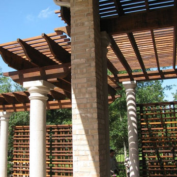 Patio extension, shade arbor, pool and pool house