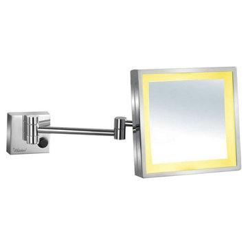 Whitehaus WHMR25-C Square Wall Mount Led 5X Magnified Mirror