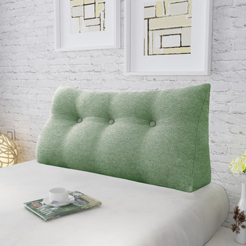 WOWMAX Backrest Wedge Reading Pillow Headboard Linen Blend Lime Green, 39x20x8