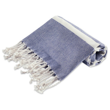 DII Nautical Blue 1" Stripe Fouta Towel