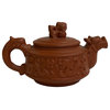 Chinese Brown Yixing Zisha Clay Teapot w Dragon Head Accent Hws2590