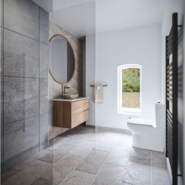 Wet Room with Tiled Walls and Floors
