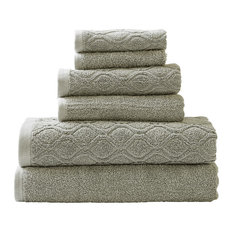 Bare Cotton 851-101-01-01 Eco Cotton Bath Towels-White-Dobby Border-Set of 4