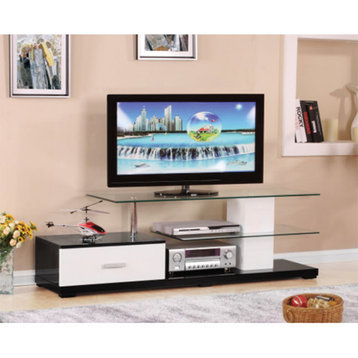 Modern TV Stand wood storage table in White and Black finish