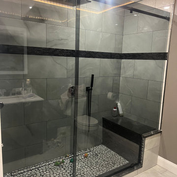 Smoked Glass Shower with Sentry Slider
