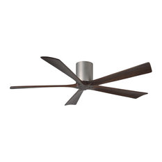 Irene-H 5 Blade Paddle Ceiling Fan With Walnut Tone Blades, 60", Brushed Nickel