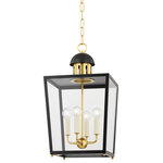 Mitzi - June 4 Light Lantern, Black - Old world meets new world in this luxe 4-light lantern. Aged brass and soft cream or balck are a delightful duo, complementing the regal frame. A miniature dome at the top of the frame features the most delicate scallop detail, lending a cottage vibe to the classic style. Also available in a larger size.