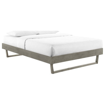 Modway Billie Twin Rubberwood and MDF Wood Platform Bed Frame in Gray