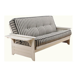 Peramore Futon Frame Antique White | Cozumel Navy Mattress - Futon Mattresses