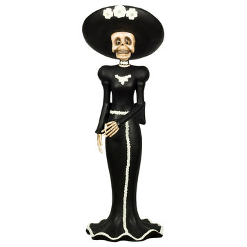 6' Skeleton Ma In Black Dress