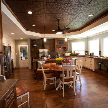 Huge Kitchen with Bronze Ceiling