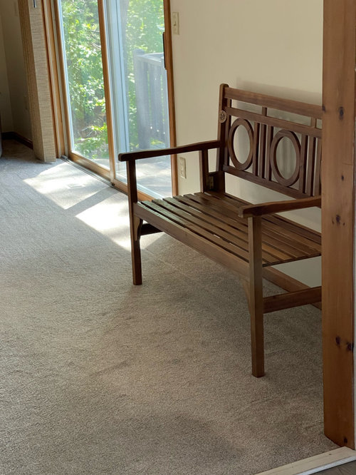 wood bench in living room