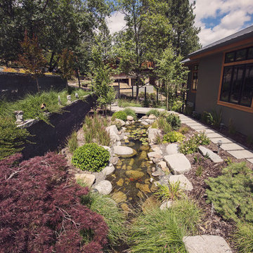 Recirculating Creek Water Feature with Gold Fish