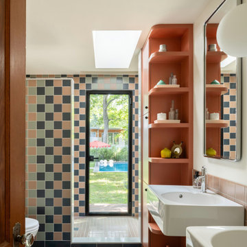 Modern Natural Press Checkerboard Bathroom