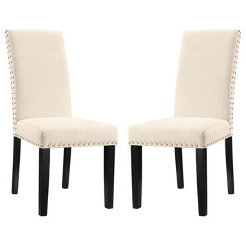 Parcel Dining Side Chair Fabric Set of 2, Beige