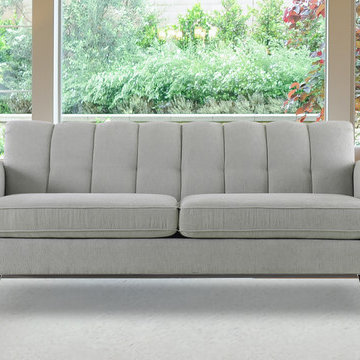 Giotto Channel Tufted Roll Arm Sofa, Mineral Grey
