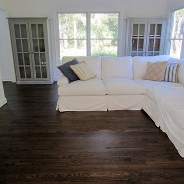 SAG HARBOR: RED OAK INSTALLED IN NEW EXTENSION/REFINISH ENTIRE HOME DARK WALNUT