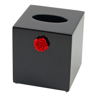 Black Lacquer Shell Tissue Box Cover