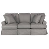 Sunset Trading Horizon T-Cushion Fabric Slipcovered Sofa in Gray