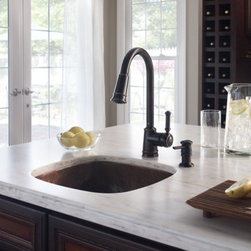 Moen Lindley Mediterranean bronze one-handle high arc pulldown kitchen faucet - Kitchen Faucets