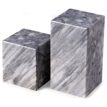 Gray Marble Cube Design Bookends