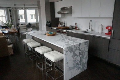 Kitchen Island top with waterfall legs and counters - Statuary White