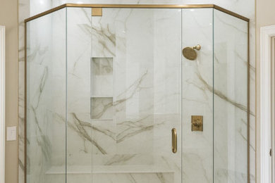 Example of a transitional bathroom design in Cleveland