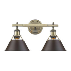 golden lighting orwell 2 light bath vanity aged brass with rubbed bronze shade - Industrial Bathroom Lighting golden lighting orwell 2 light bath vanity aged brass with rubbed bronze shade - Industrial Bathroom Lighting