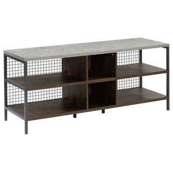 Sauder Market Commons 60" Engineered Wood and Metal TV Stand in Rich Walnut