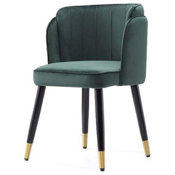 Mid Century Modern Dining Chair, Velvet Upholstered Seat With Tufted Back, Green