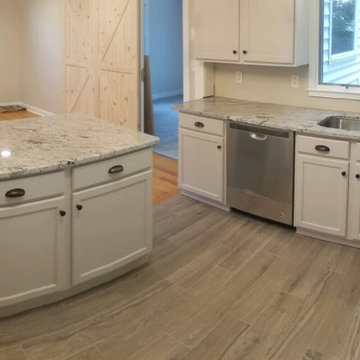 Kitchen Island and Countertops in Granite Silver Cloud