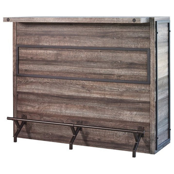 Coaster Farmhouse Wood 5-Shelf Bar Unit with Metal Footrest in Oak