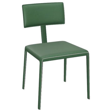 Cato Top Grain Leather Side Chair, Norden Leather, Green